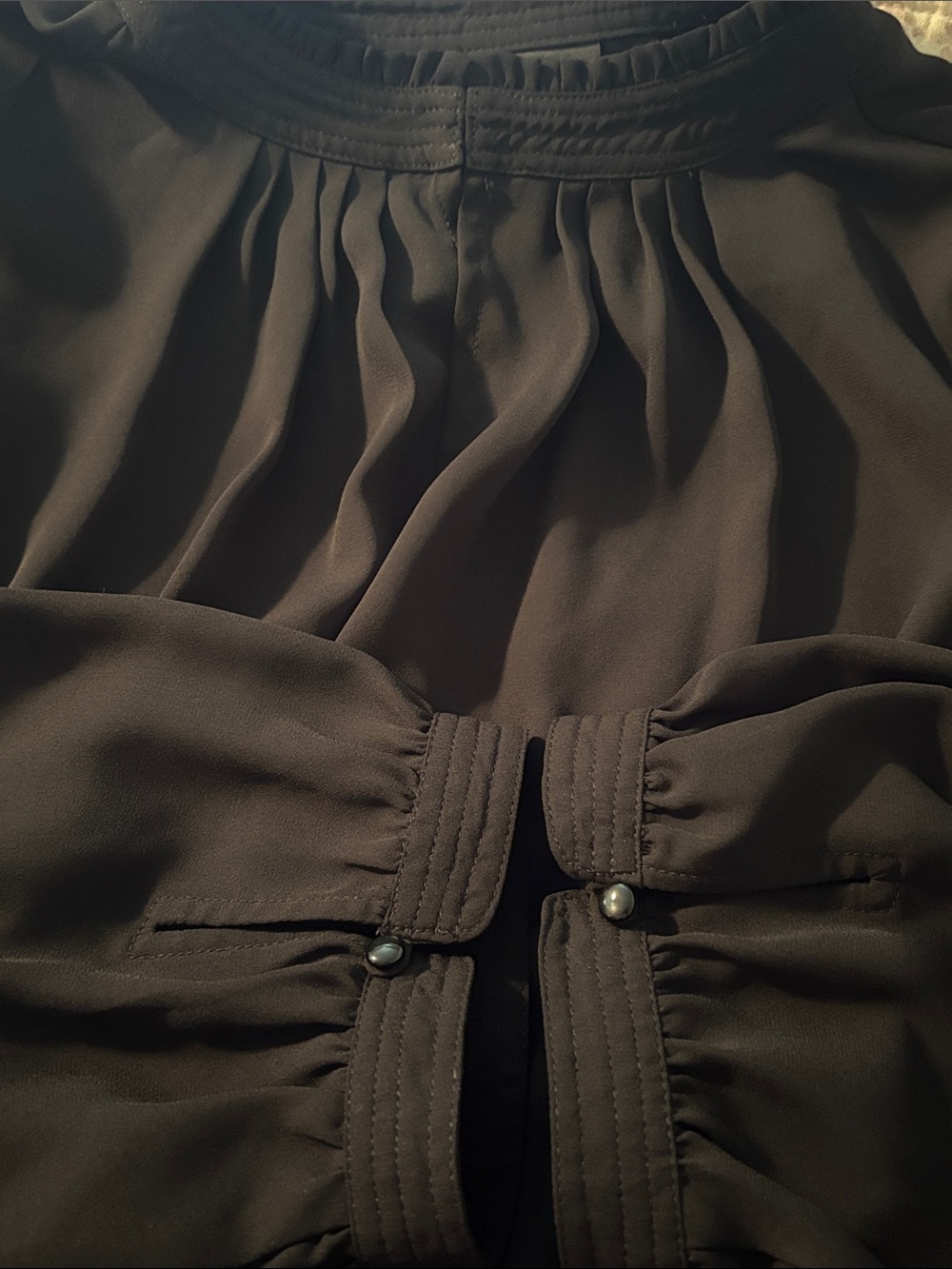 Worthington Black Long-Sleeve Blouse with Subtle Pleats - Picture 9 of 10
